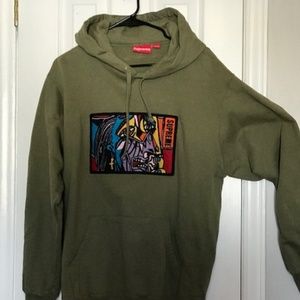 SUPREME HOODIE WITH EMBROIDERED GRAPHICS